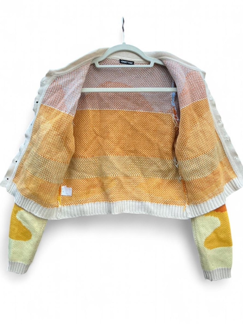 Honey Toc Orange & Blue Patterned Collared Cardigan Sweater - Picture 3 of 7